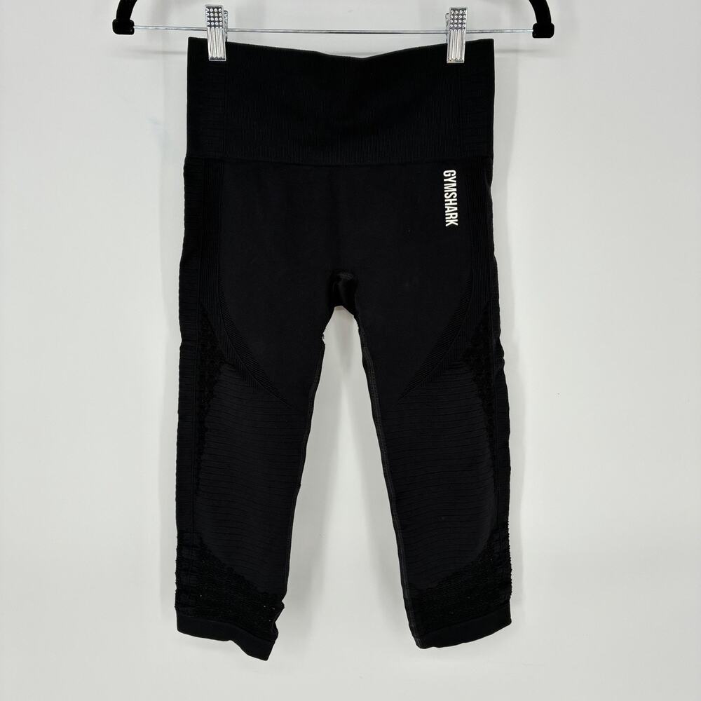 Gymshark Seamless Energy Capri Lace Look Black Leggings Women's Size S